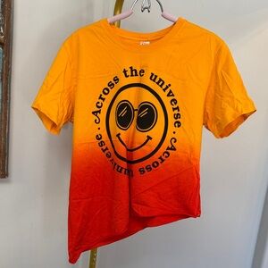 Zumba Fitness Yellow Orange Gradient Smiley Face asymmetrical Tee EUC M
